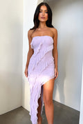 Jadore Strapless Ruffle Midi Dress - Lilac